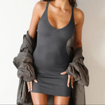 Scoop Neck Wide Strap Mini Dress - runwayfashionista.com