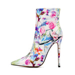 12cm Zipper Flowers Ankle Boots