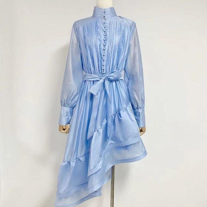 Pleated Mid Length Evening Dress