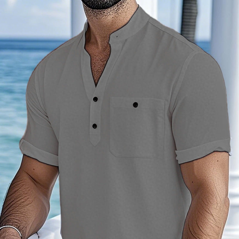 Effortless Modernity: The Lightweight Stand-Collar Shirt