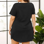 V-Neck Short Sleeve Lounge Dress - runwayfshionista.com