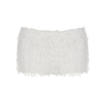 Comfy & Cute: White Low Waist Fuzzy Hot Pants for a Fresh, Sweet Style!
