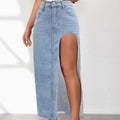 High Rise Slit Denim Skirt