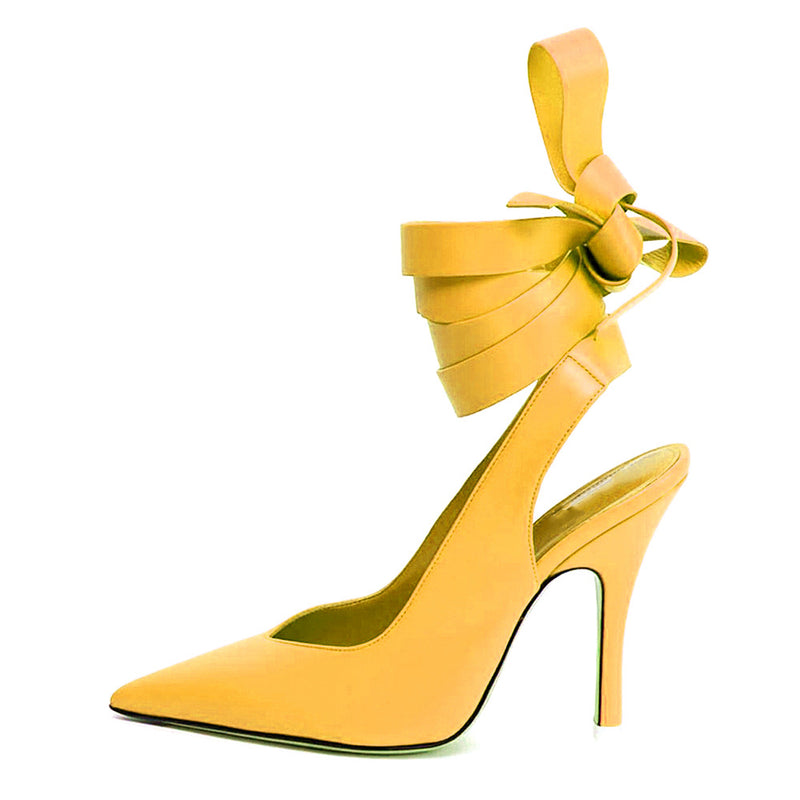 Pointed Toe Slingback Stiletto High-heeled Shoes - runwayfashionista.com