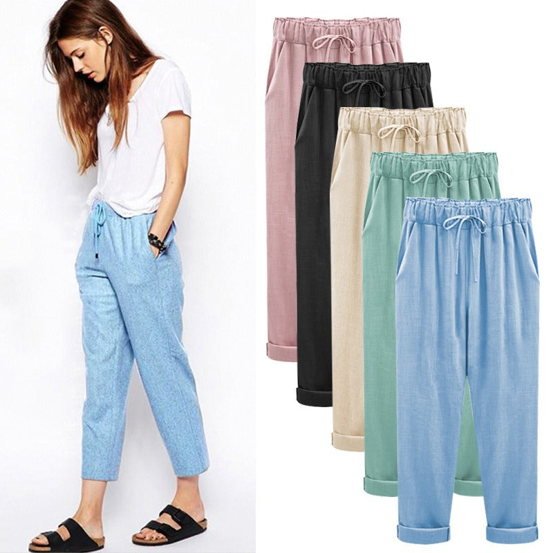 Linen cropped pants - runwayfashionista.com