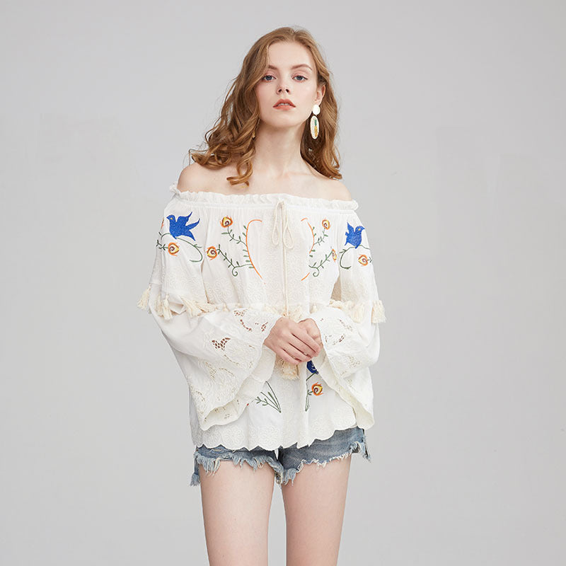 Flower Embroidery Shirt Top