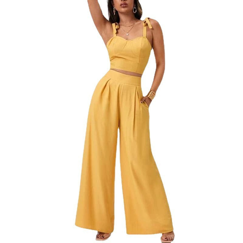 Wide Leg Casual Pants Two Piece Set - runwayfashionista.com