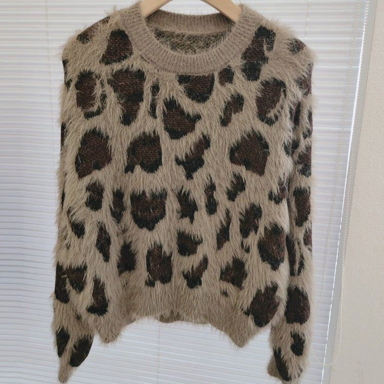 Leopard Print Knitted Sweater