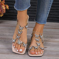Rhinestone Butterfly Flat Sandals - Sparkle & Comfort - ruwayfashionista.com