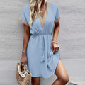 Turn heads effortlessly with this Casual Lace Splicing Short Dress—where comfort meets bold style in every stitch.