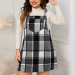 Edgy Plus Size Plaid Overall Mini Dress