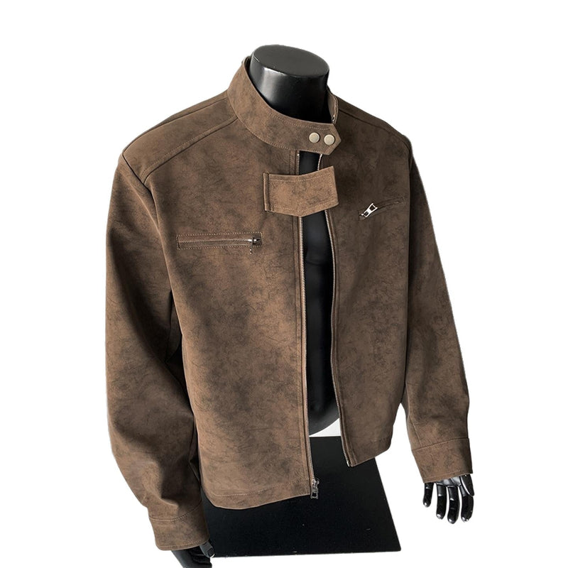 Gemini saidUrban Edge: The Essential Stand-Collar Moto Jacket - brown