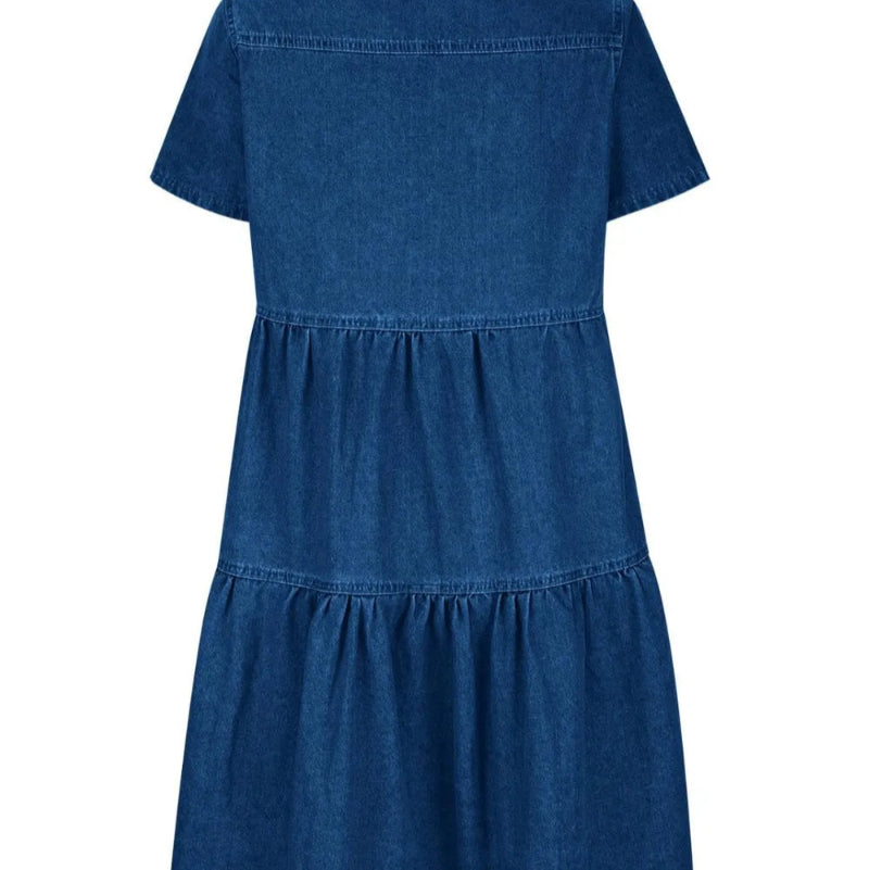 Short Sleeve Denim Dress - rynwayfashionista.com