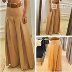 Vintage High Waist Folded Wide Leg Pants - runwayfashionista.com
