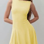 High-Low Round Neck Sleeveless Mini Dress