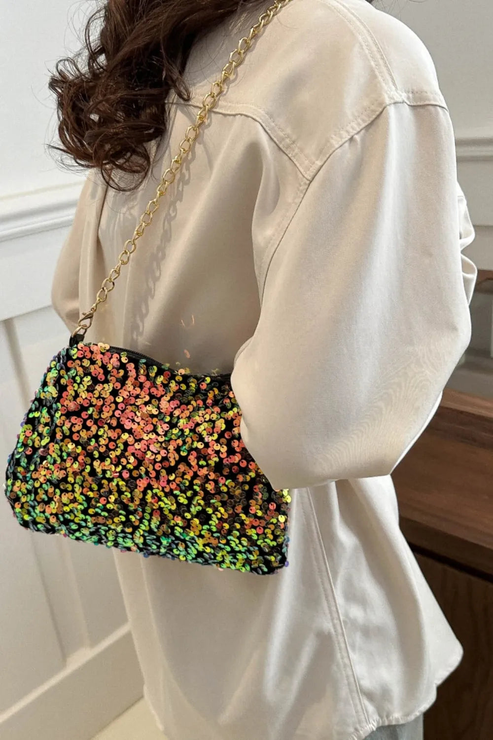Sequin Removable Strap Shoulder Bag - Stylish & Versatile - runwayfashionista.com