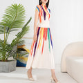 Contrast Color Pleated 2 Pieces Set - runwayfashionista.com