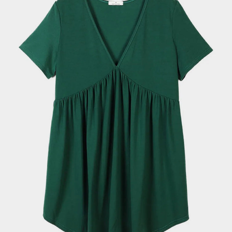V-Neck Short Sleeve Lounge Dress - runwayfshionista.com