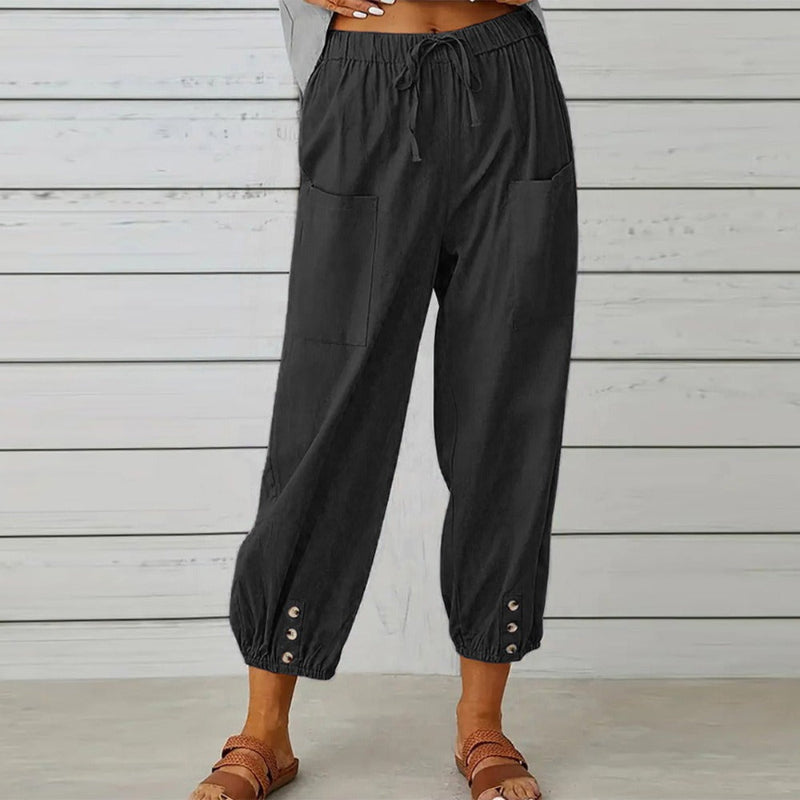 Effortless Chic: The Loose-Fitting High-Waist Nine-Point Wide-Leg Pants You'll Love!