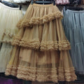 Multi-layer Fungus Edge Stitching Mesh Skirts - runwayfashionista.com