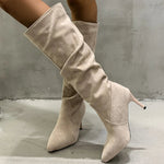 Pleated Pull-On High Heel Bootsrunwayfashionista.com