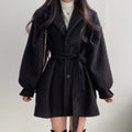 Stylish Waistband Woollen Coat - runwayfashionista.com