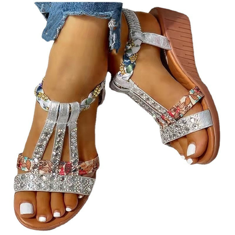 Bohemian style casual beach sandals - runwayfashionista.com