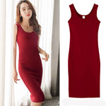 Basic Sleeveless Midi Dress - red