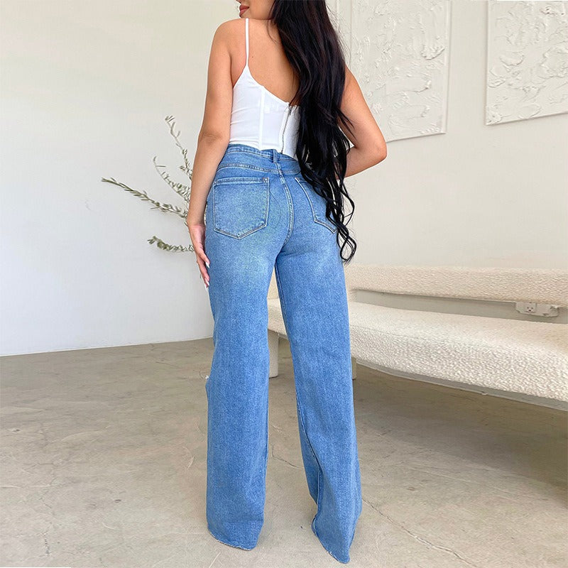 Loose Casual High Waist Jeans - runwayfashionista.com