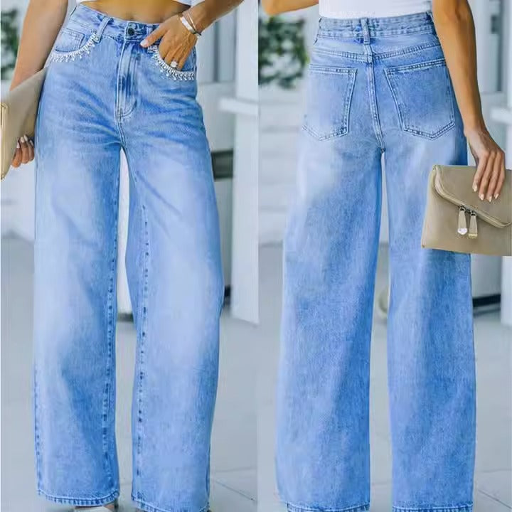 Petal Pocket Style Washed Denim - runwayfashionista.com