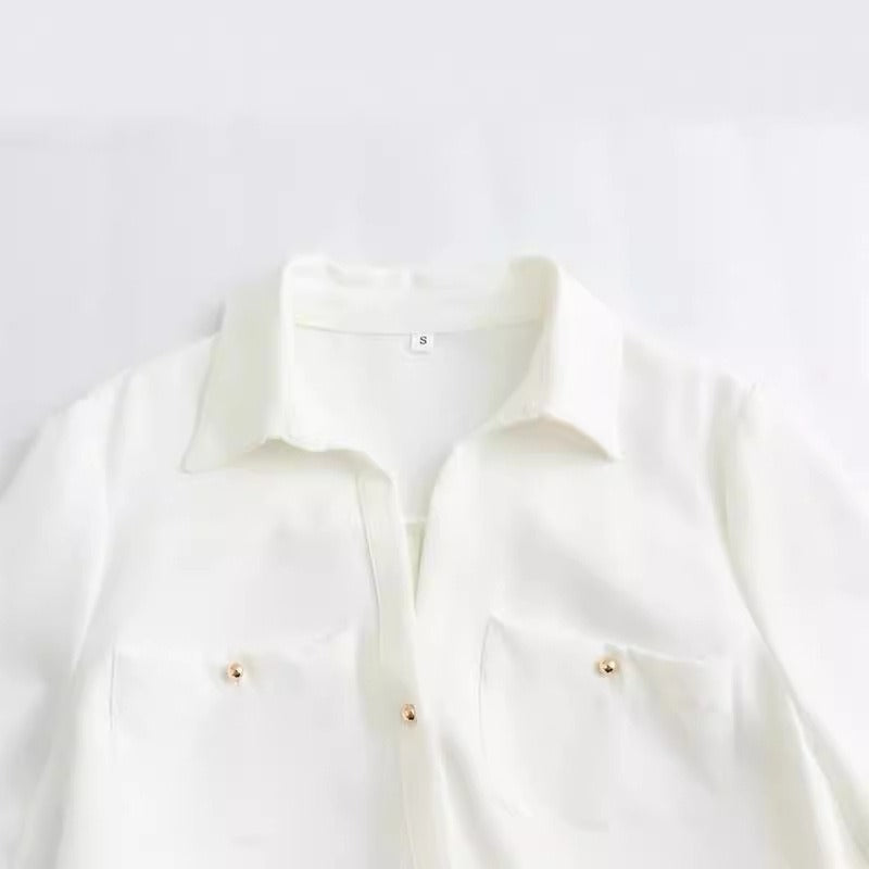 Shirt collar belt embellishment long dress - runwayfashionista.com