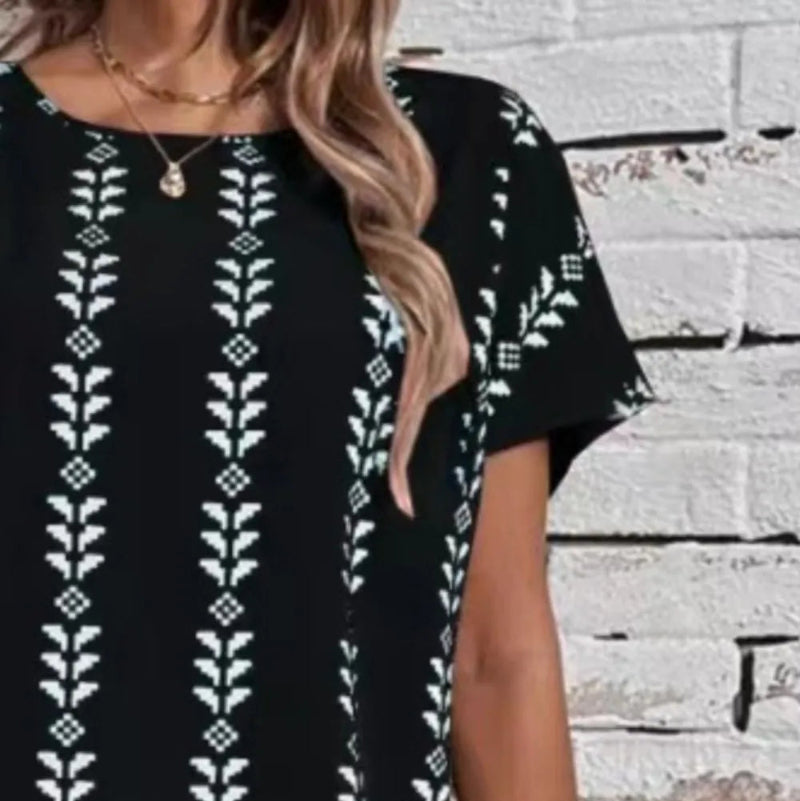 Round Neck Loose Dress - runwayfashionista.com