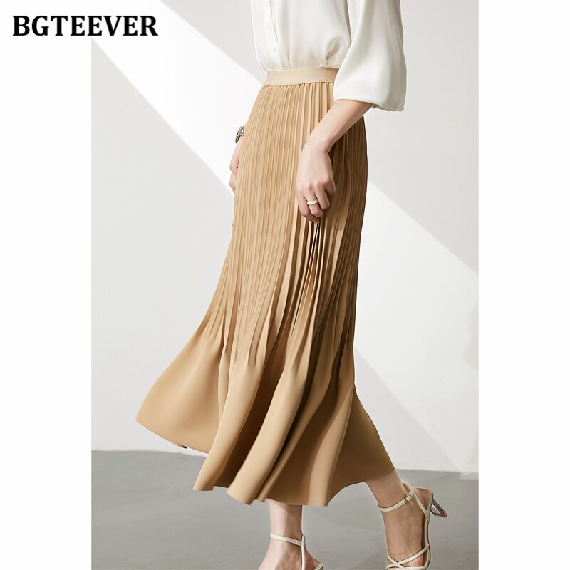 Stylish High Waist Female Pleated Skirts - runwayfashionista.com