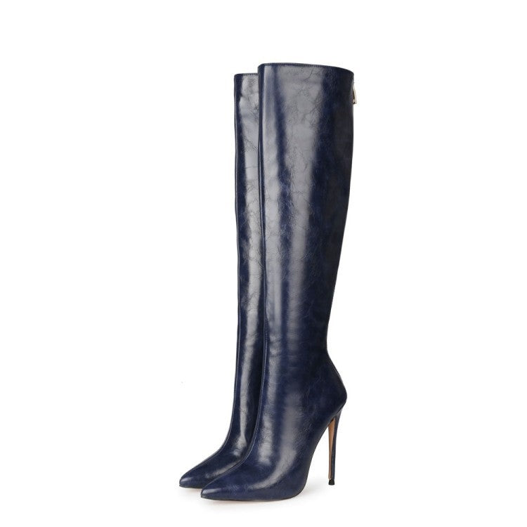 High Heels Round Toe Back Zipper Boots - runwayfashionista.com