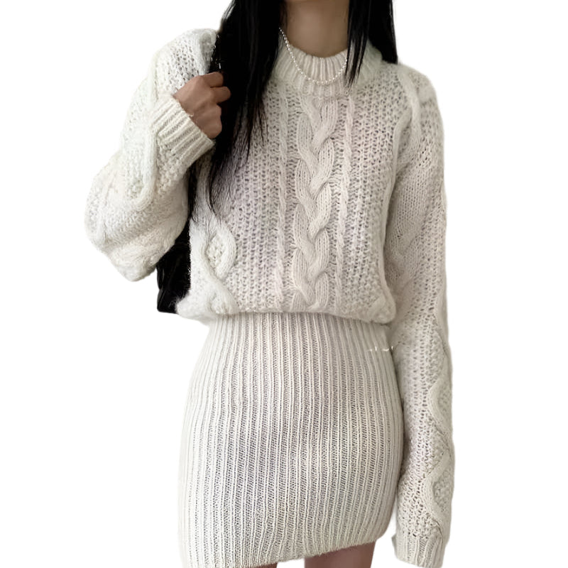 Cable-knit Mini Sweater Dress