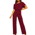 Button tied short sleeved jumpsuit - runwayfashionista.com