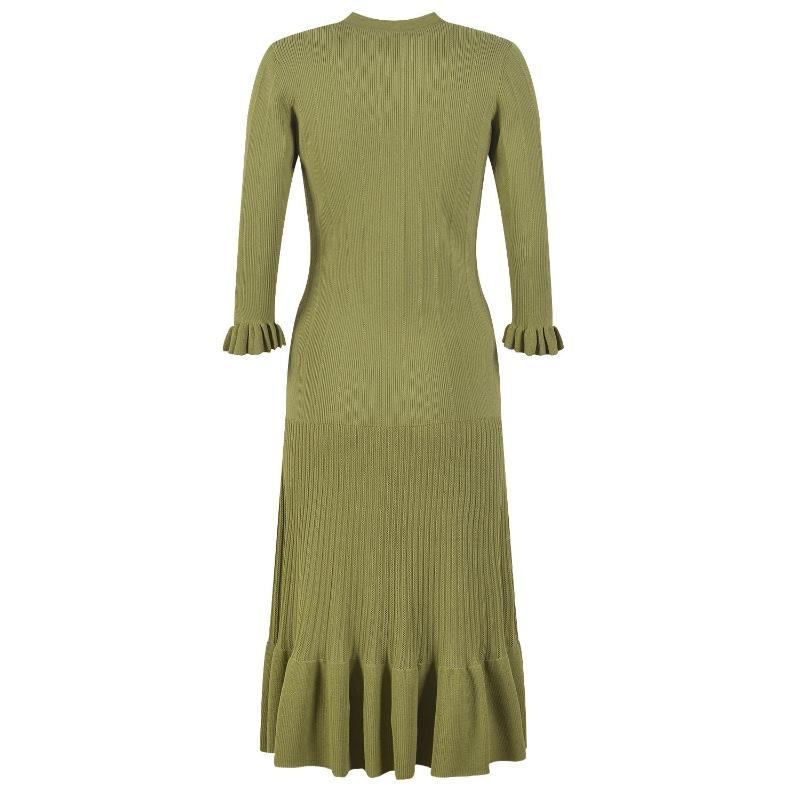 Green Knitted Sweater Dresses 