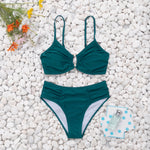 Pleated High-Waist Bikini Two-Piece Swimsuit