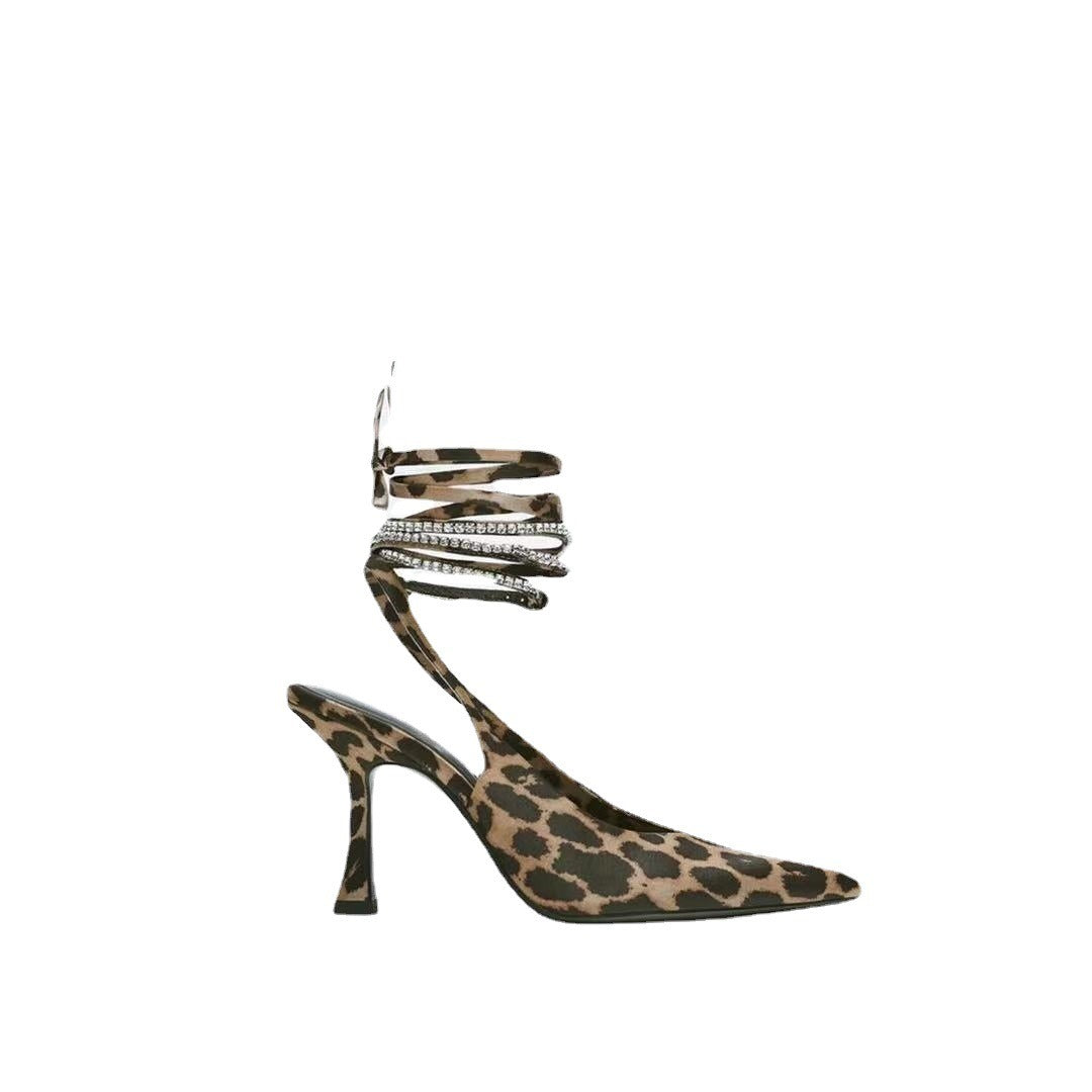 Leopard Strappy High Heels - runwayfashionista.com