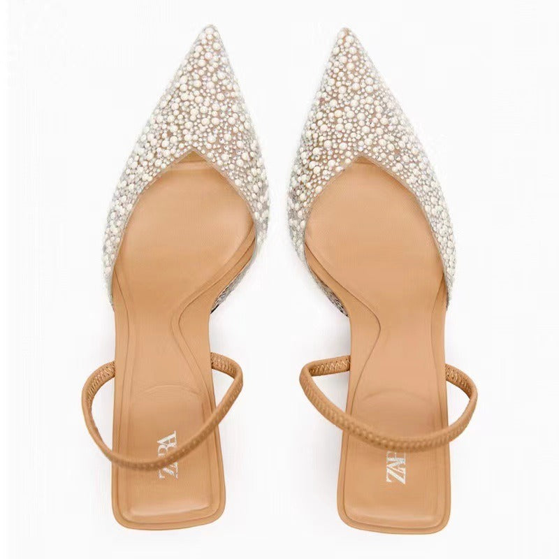 Pointed toe Pearl Heels