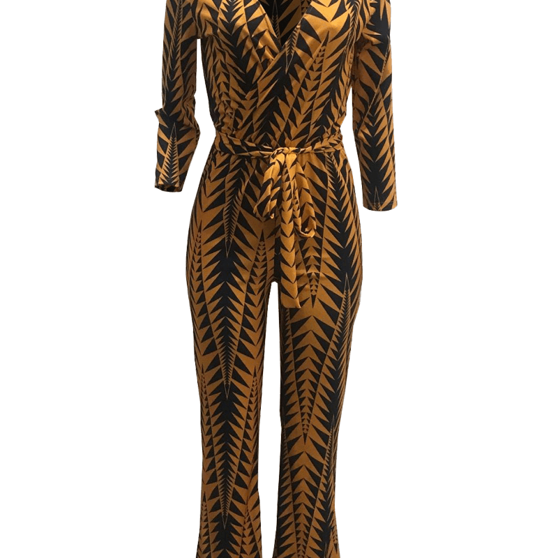 V neck long sleeve jumpsuit - runwayashionista.com