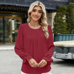 Round Neck Flounce Sleeve Top -runwayfashionista.com