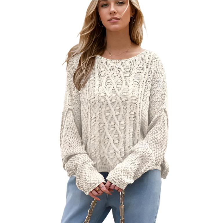 Round neck drop shoulder sweater - rnwayfashionista.com