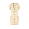 Knitted Short Sleeved V-neck Dress