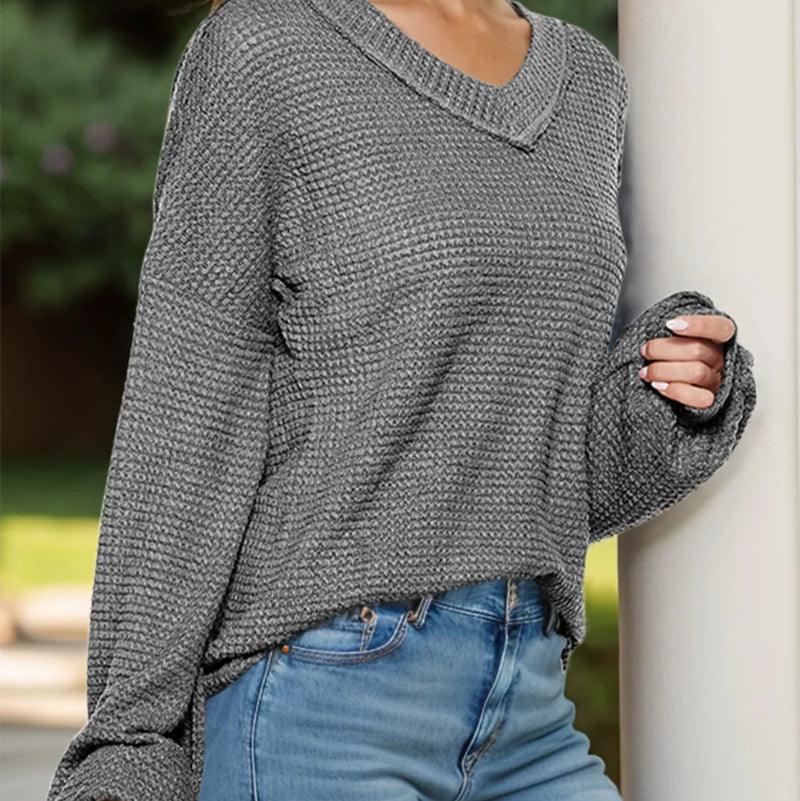 Dropped shoulder long sleeve top - runwayfashionista.com