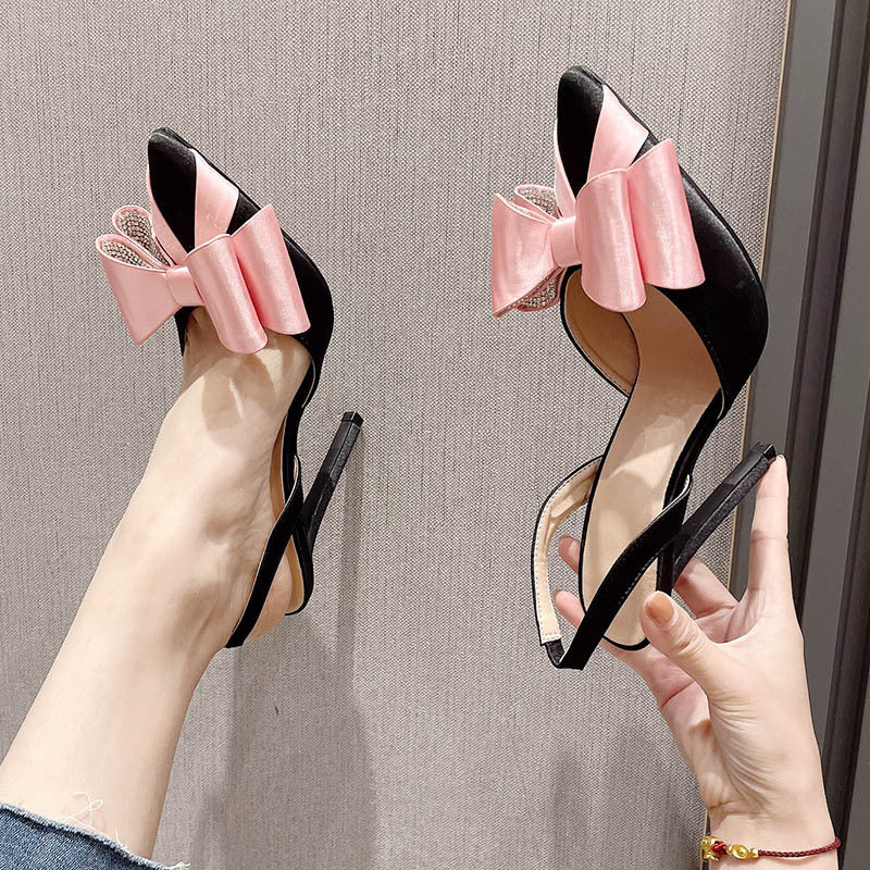 Skyline Elegance: The Silk & Satin Pointed Slim High Heels
