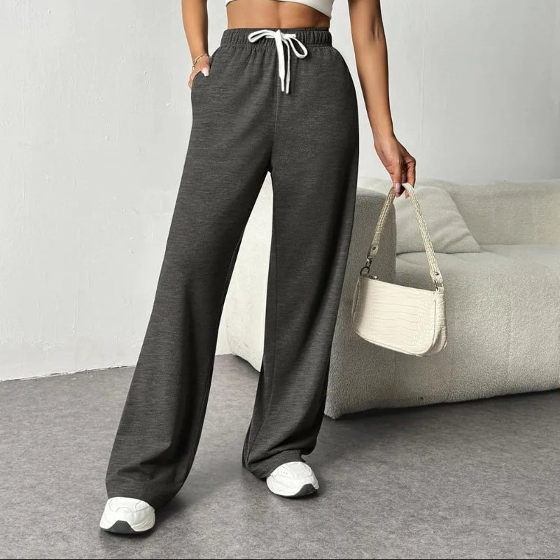 Drawstring Wide Leg Pants with Pockets -runwayfashionista.com
