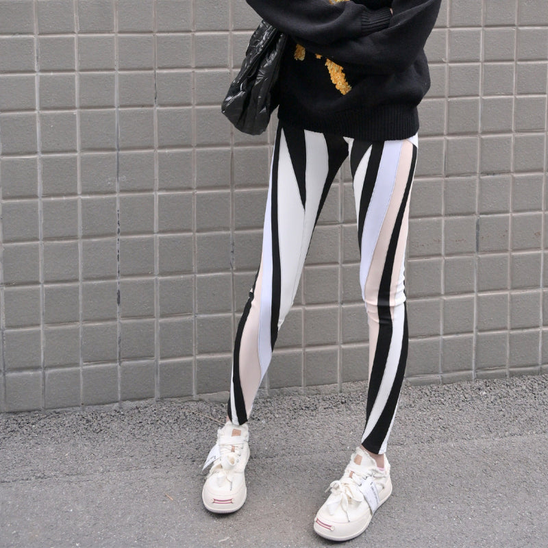 High waisted elastic leggings - white