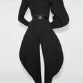 High Waist Silhouette Knitted Fleece Covering Pants - runwayfashionista.com