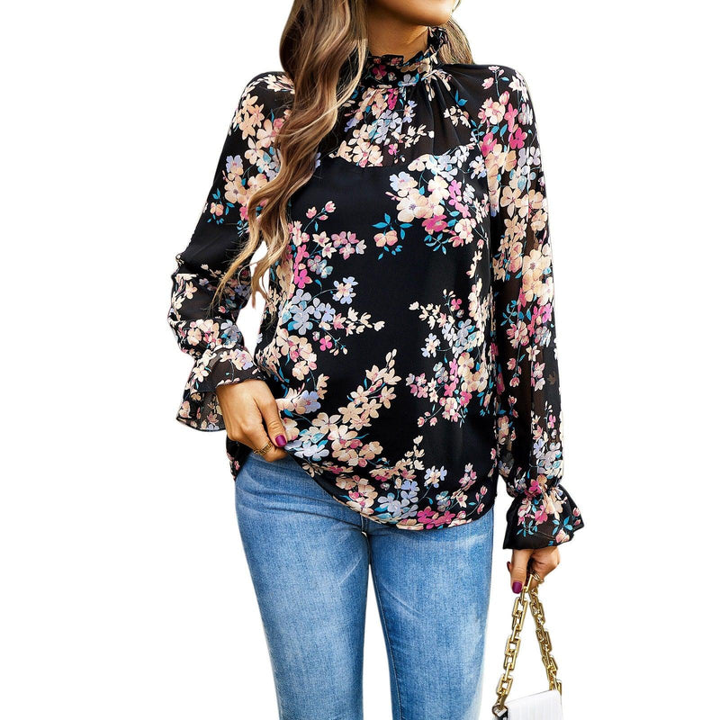 Floral Long Sleeve Commuter Shirt - runwayfashionista.com